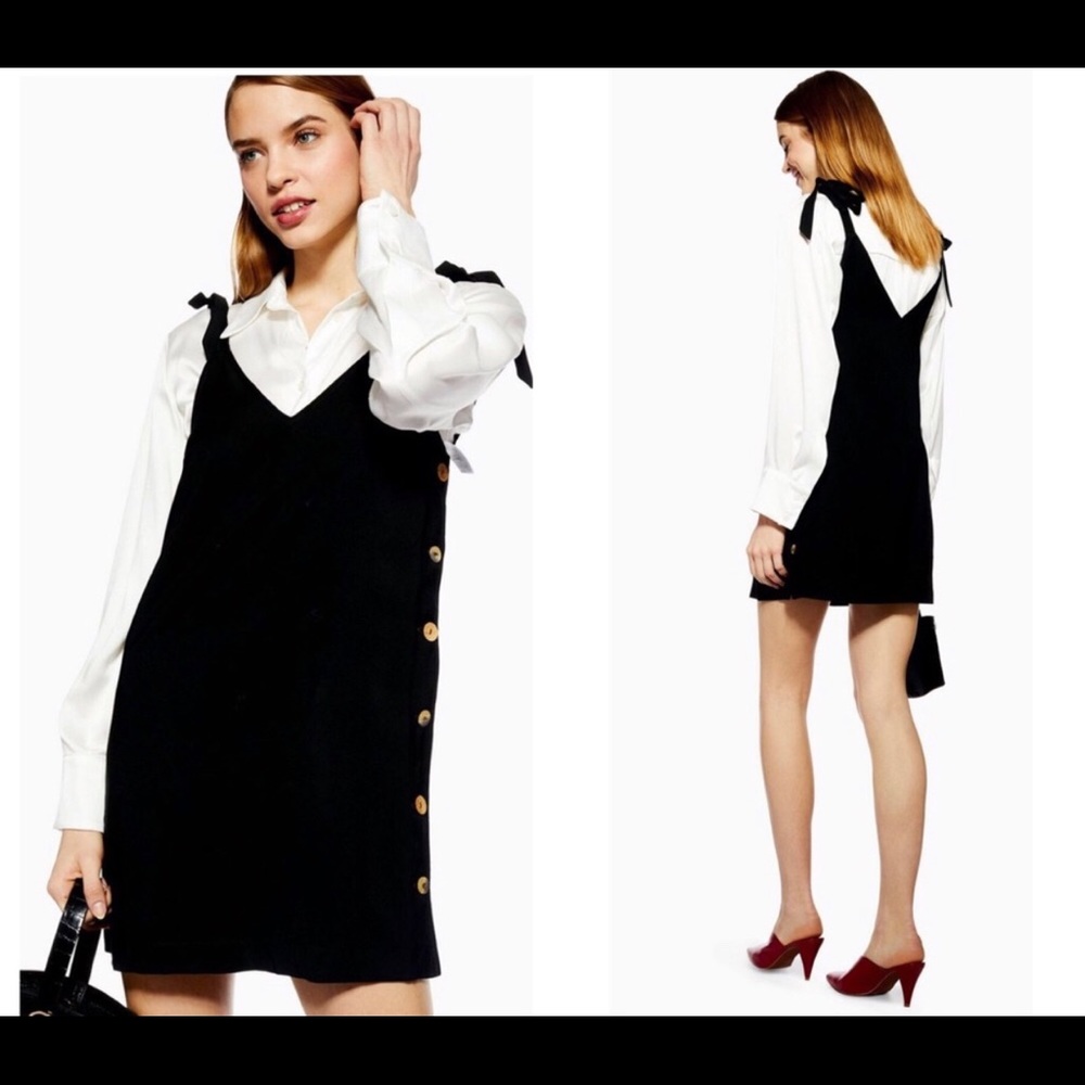 Topshop Black Button Dress